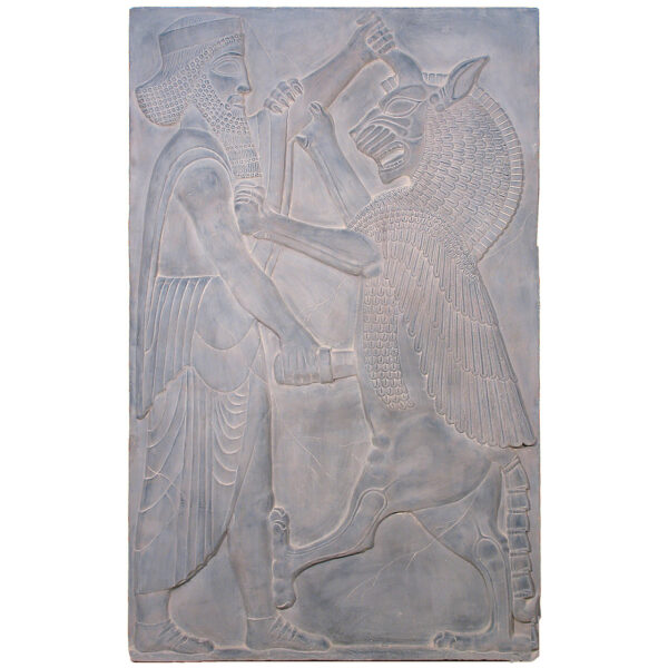 Ancient Relief of King Darius The Great Fighting The Winged Lion - King Battles Griffin FG370