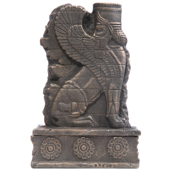 Winged Lion With Human Head Jewelry Box and Candle Holder Persian Sculpture AcWinged Lion With Human Head Jewelry Box and Candle Holder Persian Sculpture Achaemenid MO2200haemenid MO2200
